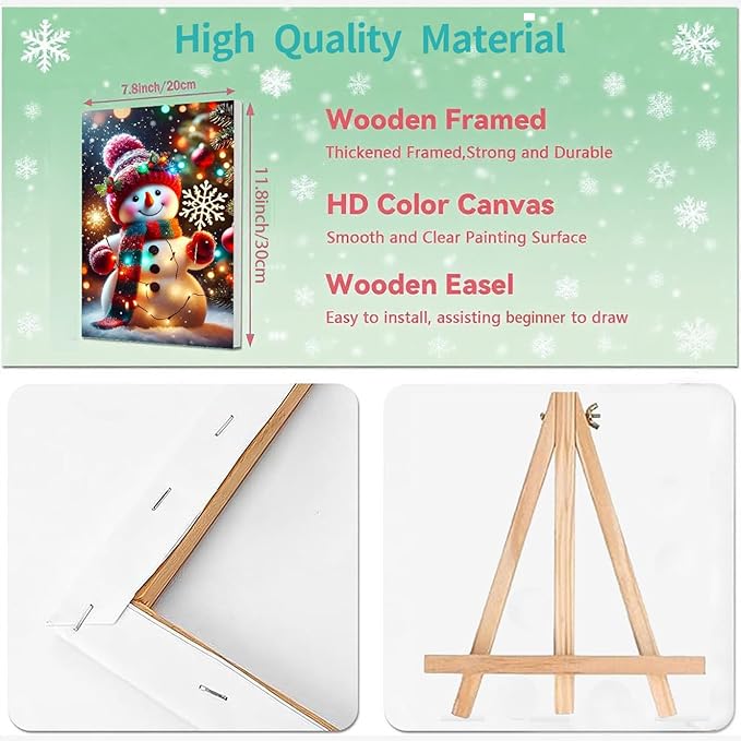 Christmas Paint by Numbers for Adults with Framed Canvas - with Wooden Easel, 4 Pack Paint by Number for Beginners, Xmas Acrylic Oil Painting on Canvas with Brushes for Home Wall Decor (8x12 inch)