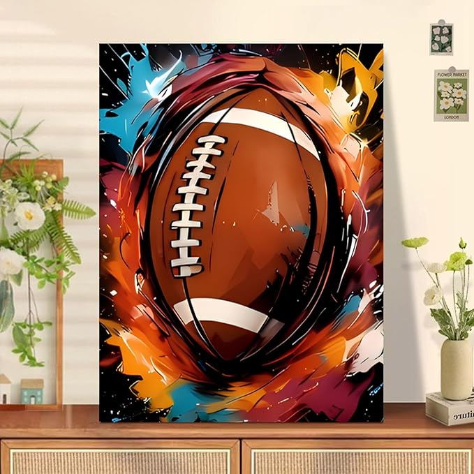 Reivworl Paint by Numbers Kit for Kids - with Frame and Easel, Football Paint by Number Kids Age 6-8-12 Boys Girls, Paint by Numbers for Gifts and Decor (9.5X12Inch)