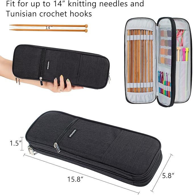 Knitting Needles Case (up to 14 Inches), Knitting & Crochet Accessory Organizer