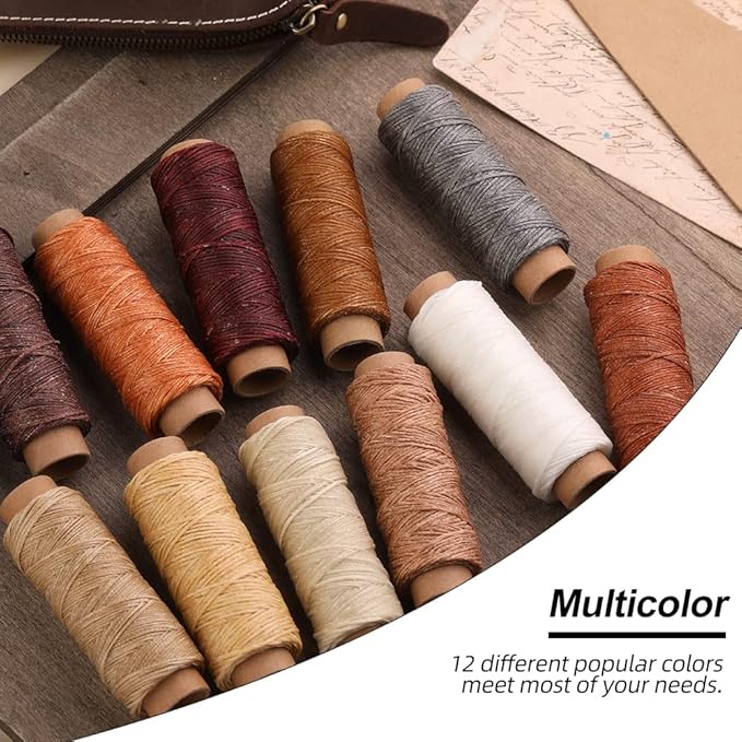 BUTUZE 660 Yards Leather Sewing Waxed Thread - 150D 55 Yards Per Spool Stitching Thread for Leather Craft DIY, Bookbinding,Shoe Repairing, Hand Sewing