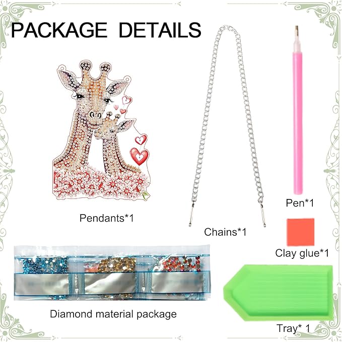 AiYuanzsh DIY Acrylic Diamond Painting Hanging Kits, Love Giraffes Special Shape Diamond Rhinestone Round Diamond Art, Window Decorations Home Garden Wall Hangings Valentine's Day Gifts