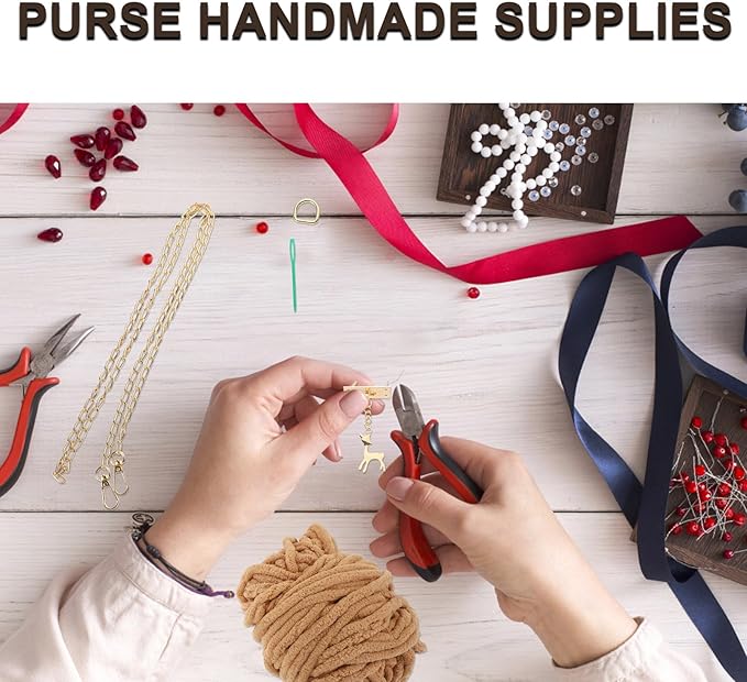 DOITOOL Purse DIY Sewing Kit with Deer Pendant - Handmade Braided Bag Material Set for Beginners Practical Crochet Purse Making Supplies 7.28X4.13X1.57 Inch