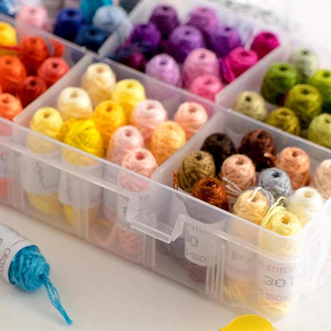 Friendship Bracelet String Kit - Cross Stitch Hand Embroidery Floss Set with Organizer Box for Beginners. Friendship Bracelet Kit for Adults. Bracelet String Box Supplies Coded Thread Patterns Needles