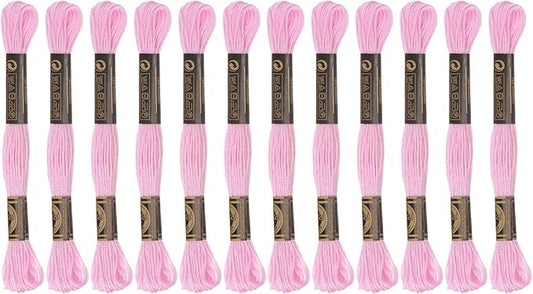 HARFINGTON 12 Skeins Embroidery Floss 8m Each Egyptian Long Fiber Cotton Cross Stitch Thread 26S/2x6 for Embroidery Projects Bracelet, Very Light Purple