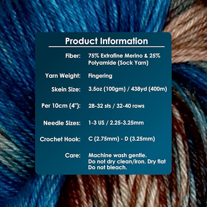 KnitPro Symfonie Fingering Weight Hand Dyed Variegated Yarn Skein | Extra Fine Merino Wool & Polyamide Blend for Knitting & Crocheting, Oeko-TEX Certified 400m, 100g | Terra Cabin in the Woods