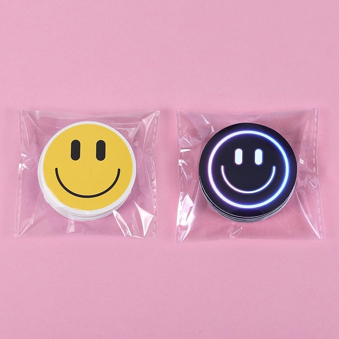 wercokt 50pcs smiling 50pcs neon stickers, cute water bottle stickers for kids, for teaching rewards, notebooks, stationery, luggage, cartoon pvc happy stickers
