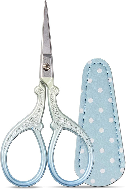 Embroidery Scissors Set with Leather Sheaths for Sewing Crafting, Art Work, Threading, Needlework DIY Tools Dressmaker Small 3.6 inch Shears Cross Stitch Knitting Scissor