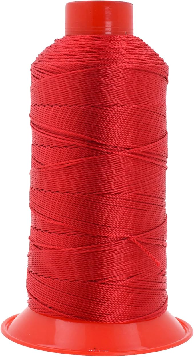 Mandala Crafts Size 346 210D T350 Bonded Nylon Thread - Red 415 YDs Tex 350 Heavy Duty Sewing Threads for Leather, Jeans, Weaving, Outdoor Marine Upholstery