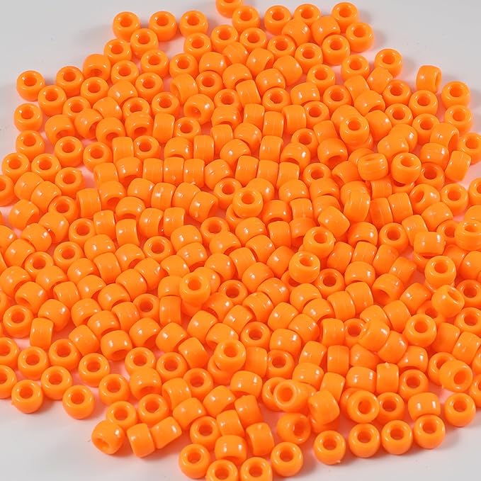 Gxueshan 1000 Pcs Acrylic Single Color Pony Beads 6x9mm Pony Beads Bulk for Bracelets Making Plastic Beads Hair Beads for Braids
