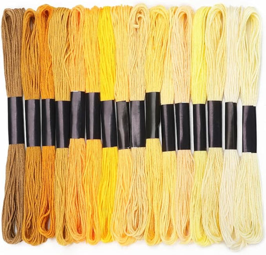 Embroidery Floss 16 Skeins 8.7 Yard Yellow Friendship Bracelet String Cross Stitch Threads for Jewelry Making Bracelet Stitching Thread Floss Bracelets Making Yarn