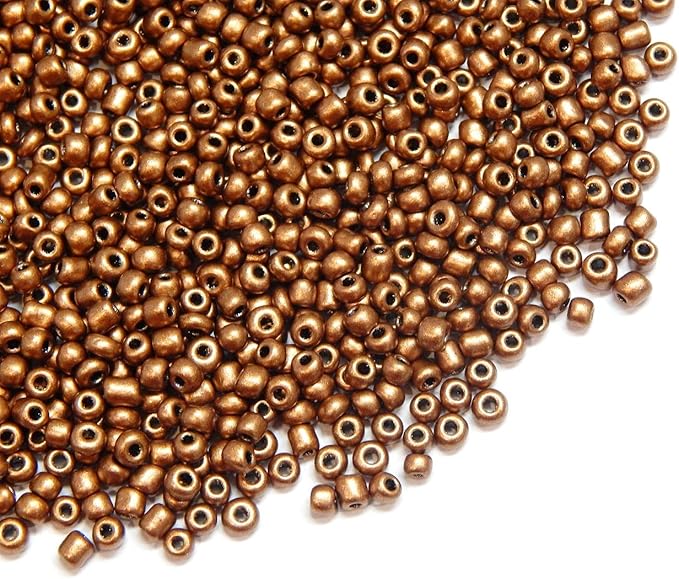 Perlin Glass Seed Beads 3mm 8/0 Round Mini Small Pony Beads 3300pcs for Making Earrings Bracelets Pendants Waist Jewelry DIY Handmade Metallic Color Kit (Matte Brown)