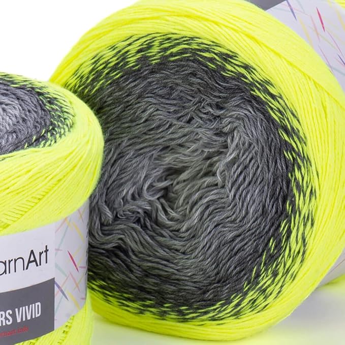 YarnArt Flowers Vivid Gradient Yarn – 55% Cotton 45% Acrylic – Multicolor Ombre for Knitting & Crochet – Lightweight Fine, 250g (8.8 oz), 1094 yds – Rainbow Summer (502)