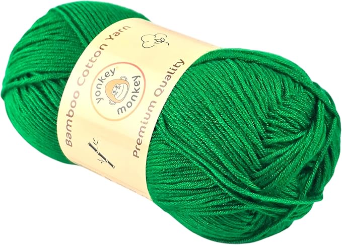10-Pack of Yonkey Monkey Fingering Weight Yarn - 70% Rayon derived from Bamboo, 30% Cotton - Imported - Christmas Green 9064