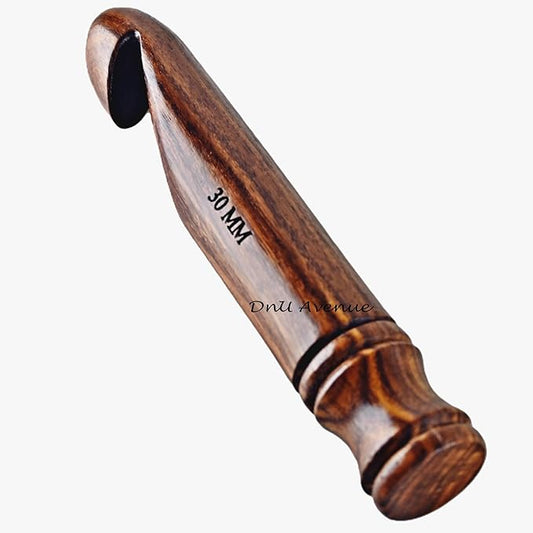 Wooden Crochet Hook – 30mm Jumbo Bamboo Hook for Extra Chunky Yarn, Smooth Ergonomic Handmade Crochet Tool for Knitting, Yarn Crafts, DIY Projects, Beginners & Expert Crafters