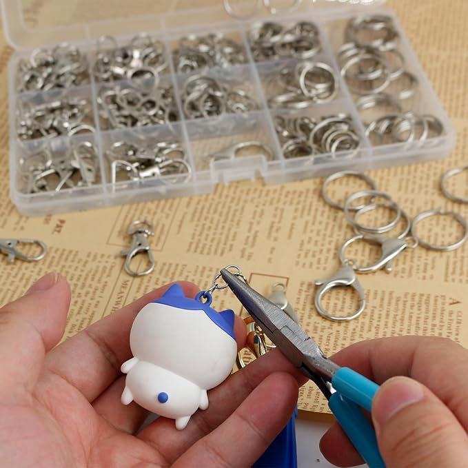 325pcs Keychain Making Kit Keychain Clips with Swivel Clasp Hooks Key Rings Lobster Clasps Open Jump Rings Extender Chains for DIY Crafts, Necklace Bracelet Jewelry Purse Making Supplies