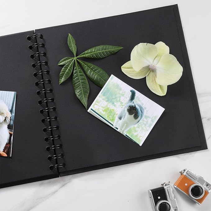 Scrapbook 10 x 10 Inch DIY Photo Album, Memory Book for Couples/Wedding/Newborn Baby, Hardcover Kraft Paper Black 40 Sheets/ 80 Pages