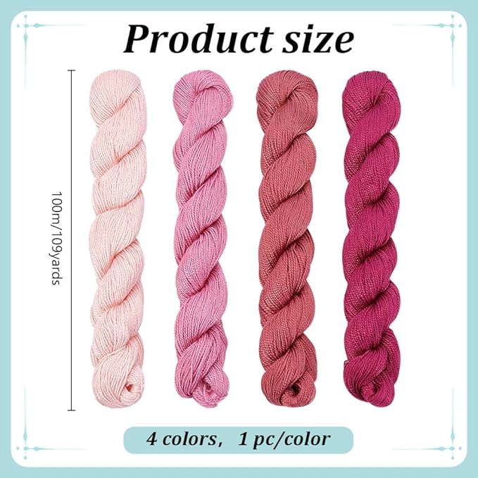 FREEBLOSS 4 Pcs Sashiko Thread Sashiko Skein 100 M*4 Colors(Purple) Cotton Embroidery Thread Japanese Quilting & Embroidery Sashiko Kit Supplies Sewing Thread