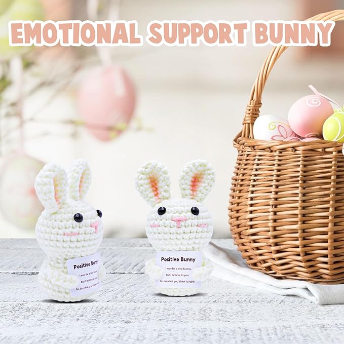Cute Crochet Rabbit Handmade Knit Mini Bunny Animal Mini Artificial Knit Desk Decor Bunny Animal Crochet Kit for Easter Party Decoration Supplies