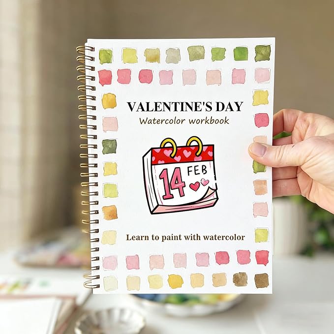Watercolor Workbook for Adults, watercolor paint set, water colors paint adult set,Beginner Watercolor Workbook Kit, Multi Theme with 12-Color Palette & 1 Brushes Valentine’s Day Gifts for Kids