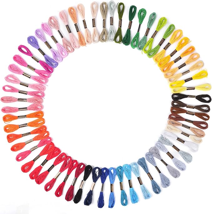60 Color Skeins Rainbow Color Embroidery Floss，Cross Stitch Threads, Bracelet Yarn, Craft Floss