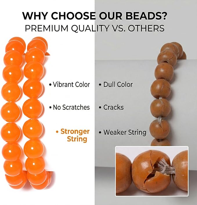 Natural Orange Chalcedony Beads 10mm - 35pcs Round Gemstone Beads for Jewelry Making - Bulk Loose Crystal Stone Bead Supplies for Bracelet Necklace Earrings Crafting