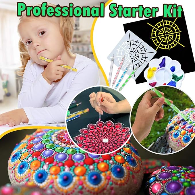 Insnug Mandala Dotting Tools Painting Kit - Rock Dot Paint Stencils Tool Set Art Craft Supplies Kits Tray Brush Zipper Pen for Nail Stone Mandala Arts Drawing Home Decor Activity | Mothers Day Gift
