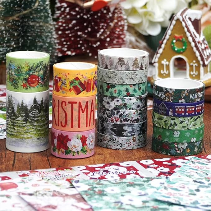 Diuhofart Christmas Scrapbook Kit for Adults, Scrapbooking Supplies Kit for Bullet Journal, Junk Journals, Journaling Stationery, DIY Craft Arts Gift for Women