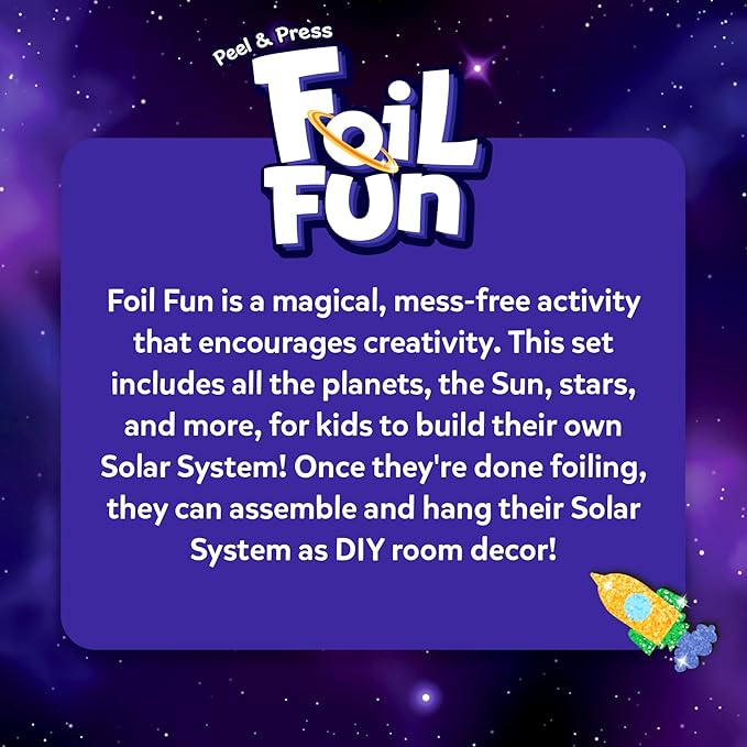skillmatics foil fun solar system - space art & craft kit for kids, mess-free fun, creative activity, diy decor, gifts for boys & girls ages 4, 5, 6, 7, 8, 9, 10, 11, 12