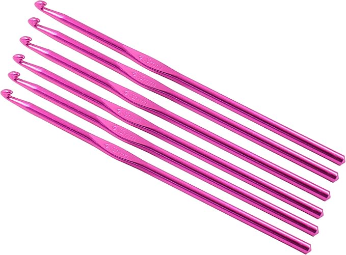 Cionyce 6 Pack Aluminum Crochet Hook 4.5mm US Size 7 Crochet Needle for DIY Craft Yarn Knitting Needles