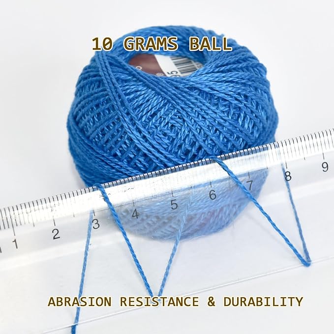 Double Mercerized Egyptian Long Staple Cotton Pearl Thread Ball 10 Grams Rainbow Color Embroidery Thread 12 Colors per Box for Crochet Hardanger Cross Stitch Hand Embroidery,Bluegreen Series