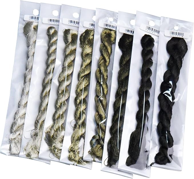 Natural 100% Silk Thread, Handmade Embroidery Thread Silk Floss 8 Colors 110m Each (61)