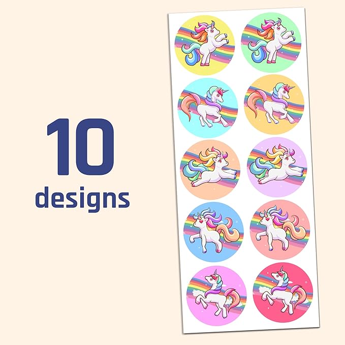 unicorn sticker sheets for kids, 1.5" - 20 sheets, 200 stickers