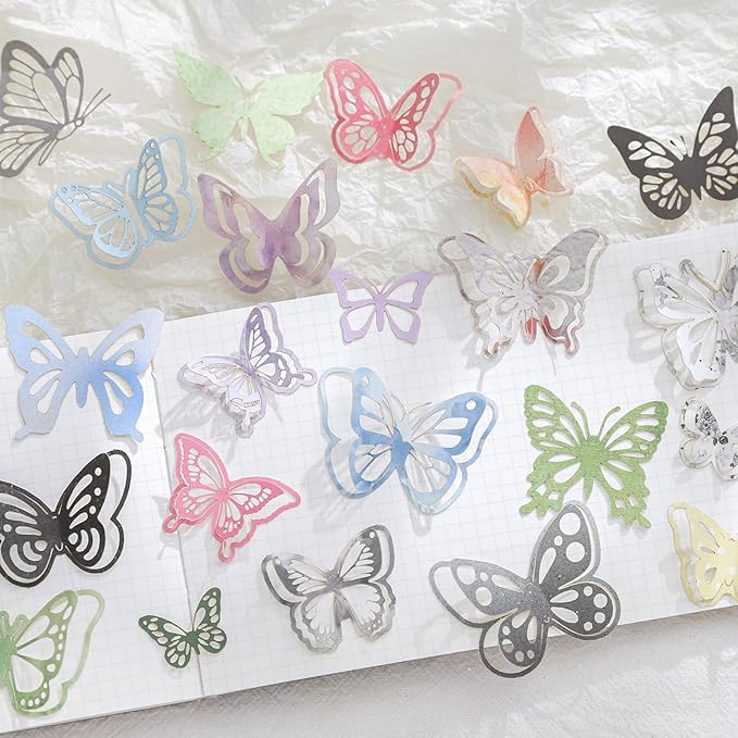 138 PCS Vintage 3D Hollowed Flower Butterfly and Window Frame Stickers, Creative Scrapbook Stickers for DIY Diary Junk Journal Handbook Journaling Scrapbooking Supplies Kit Pop-up