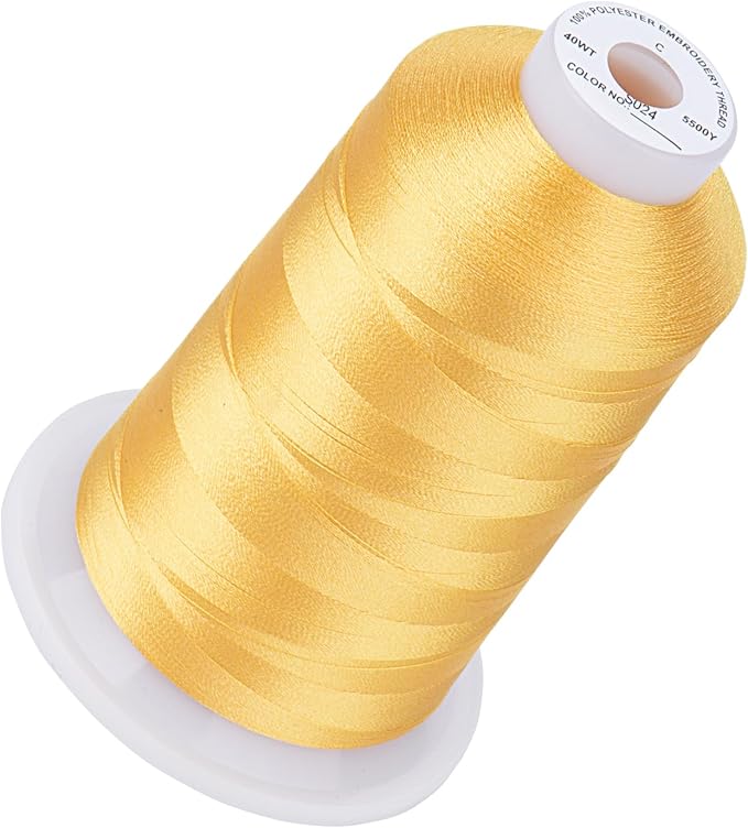 Simthread 5500Yds Embroidery Thread, 5000M High-Yardage 40WT 100% Polyester Thread – 170+ Vivid Colors, High-Speed Rated – Compatible with Brother, Singer, Janome & More - Butternut S024
