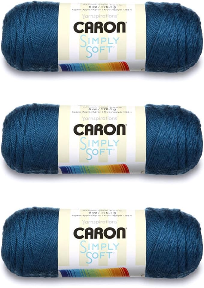 Caron Simply Soft Ocean Yarn - 3 Pack of 170g/6oz - Acrylic - 4 Medium (Worsted) - 315 Yards - Knitting/Crochet