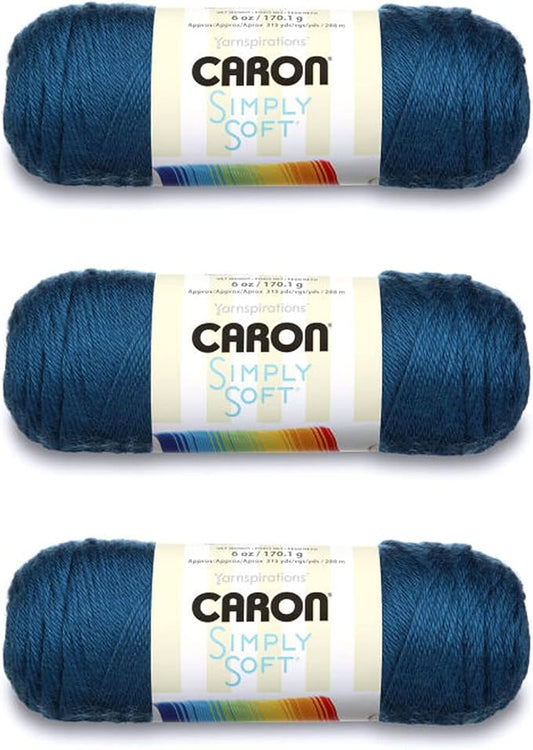 Caron Simply Soft Ocean Yarn - 3 Pack of 170g/6oz - Acrylic - 4 Medium (Worsted) - 315 Yards - Knitting/Crochet