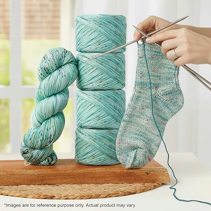KnitPro Symfonie Fingering Weight Hand Dyed Variegated Yarn Skein | Extra Fine Merino Wool & Polyamide Blend for Knitting & Crocheting, Oeko-TEX Certified 400m, 100g | Terra Mint Sky
