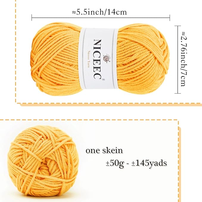 NICEEC 300g Soft Assorted Colors Yarn - Sport Weight,100% Acrylic, 4 Ply, Bonbons Yarn for Crochet & Knit, DIY Project Starter Kit for Kids or Adults(Total 870yds) - Series 14
