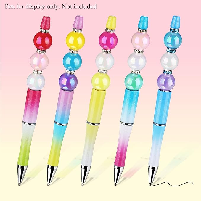 232pcs Beads for Pens, Funtopia Acrylic Focal Beads for Beadable Pens, 16mm Rainbow Chunky Bubblegum Bead with Rondelle Spacer Bead for Keychains DIY Craft Bracelets