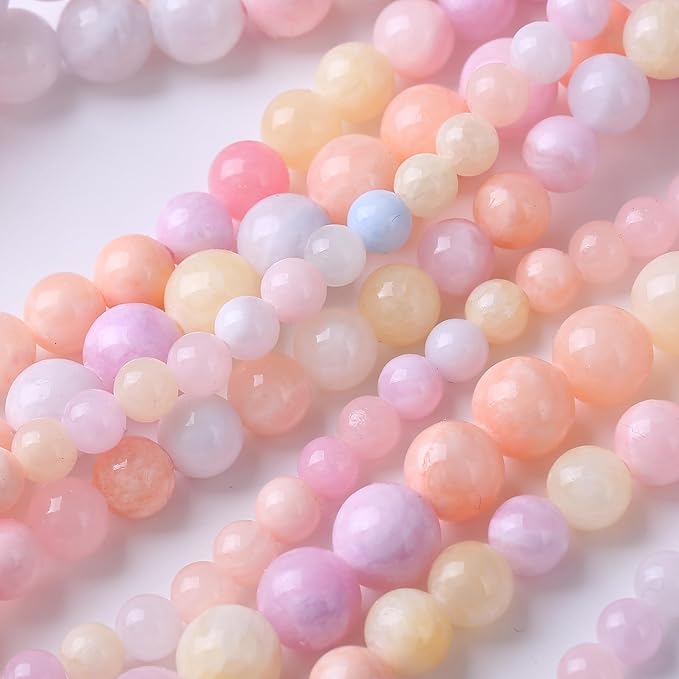 Colorful Rice Topaz Stone Beads for Jewelry Making Gemstone Round Crystal Bracelet Necklace 1 Strand 15.5inch 31PCS 12MM