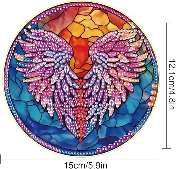 AiYuanzsh Feather Diamond Art Painting Hanging Pendant Kit Special Shaped Diamond Dots Art Acrylic Ornaments Diamond Art Pendant for Adult Home Wall Window Decor Gift