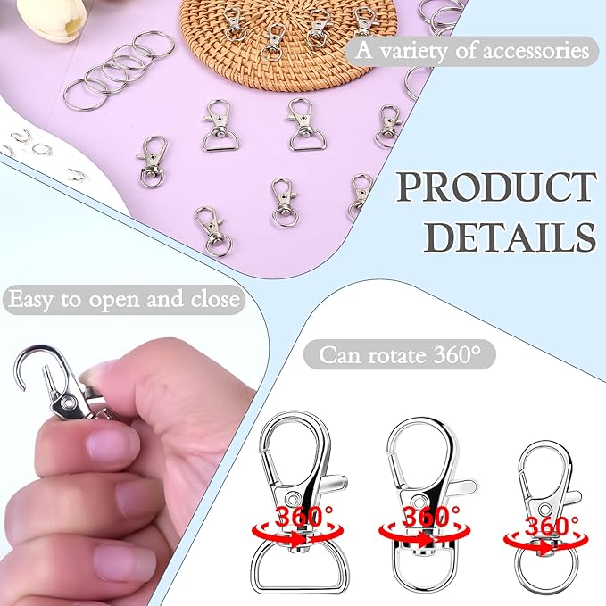 Prdingfy 282PCS Keychain Making Kit, Keychain Craft Supplies Including Key Chain Hooks, Lobster Clasps, Key Rings and Jump Rings for Key Chain Making and Jewelry Making(Silver)