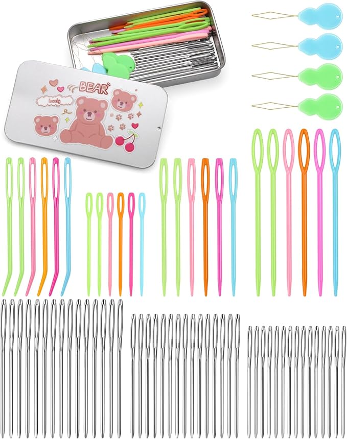 UOOU 73 Pcs Yarn Needles Set, Tapestry Needle, Darning Needles for Yarn, Yarn Needles Large Eye, Plastic Needles for Yarn, Knitting, Crocheting and Sewing