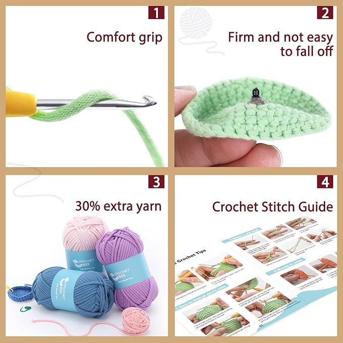 CrochetBox Crochet Kit for Beginners Adults - Pug Starters Crochet Kit, Beginners Crocheting Kitting for Adults Teen, Craft Gifts with Crochets Yarns, Hook, Step-by-Step Video, Instruction