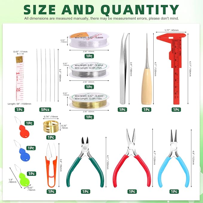 Keadic 950Pcs Jewelry Making Supplies Kit Includes Jewelry Wires, Eye Screw Pin, Jump Ring, Cord End, Lobster Clasps, Earring Hooks, Mini Jewelry Pliers for Earring Bracket Necklace Making