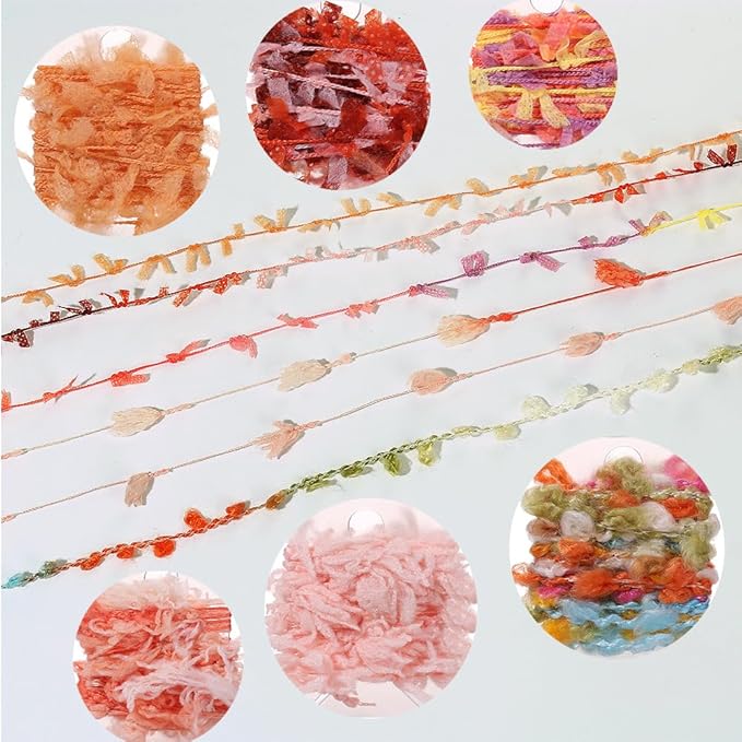 20 Pcs of 2-Yard Original Art Yarns - for DIY Art Yarns for Jewelry Making, Junk Magazines, Knitting, Crafts, Textile Decorative, Tassels, Vintage Yarn Card Making (Orange)