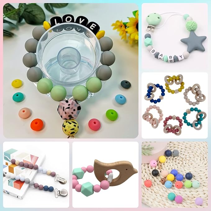 70Pcs 12mm Round Rubber Silicone Bead Bulk Loose Beads Gorgeous Making Kit for Keychain Tassels Necklace Bracelet Jewelry DIY Crafts Making