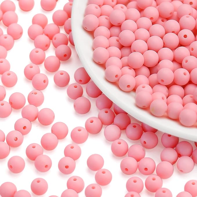 bonny boxx 100pcs 12mm matte pink acrylic round beads, frosted plastic resin bubblegum balls chunky gumball beads for necklace and bracelet making, crafting supplies