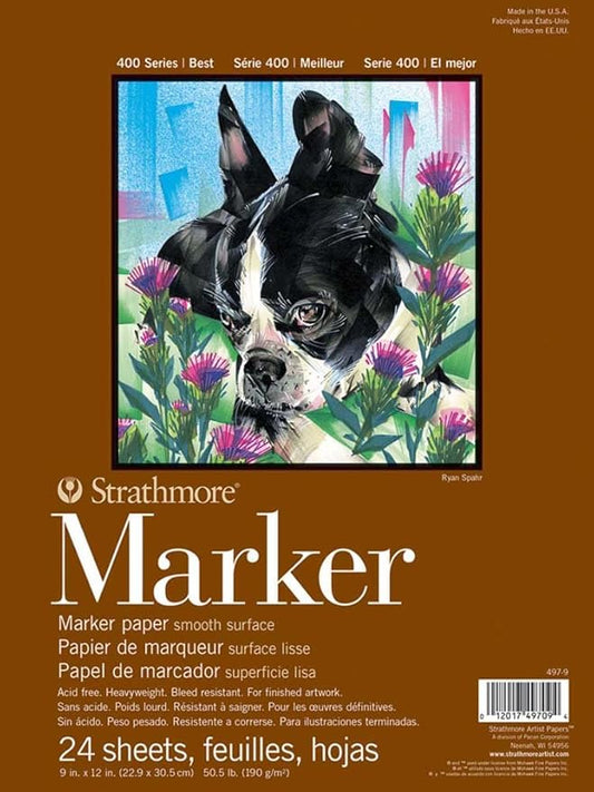 Strathmore Marker Paper Pad-50lb Smooth 24 Sheets -62497900, 9x12, White