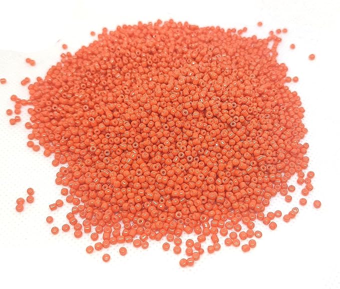 Perlin Glass Seed Beads 2mm 11/0 Round Mini Small Pony Beads 6500pcs for Making Earrings Bracelets Pendants Waist Jewelry DIY Handmade Opaque Color Kit (Orange)